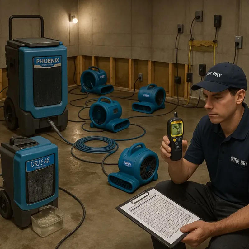 Structural Drying and Dehumidification process in Fitchburg, MA